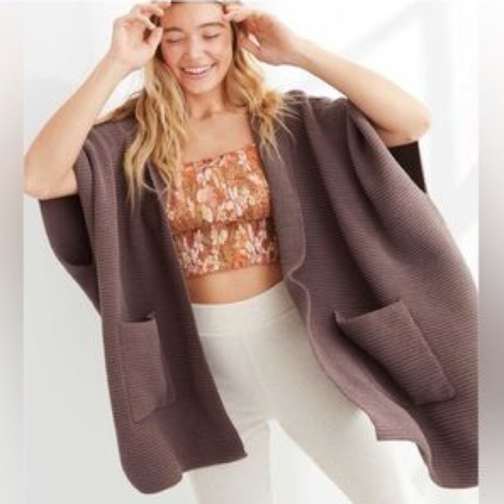 Brown Aerie Sweater Poncho